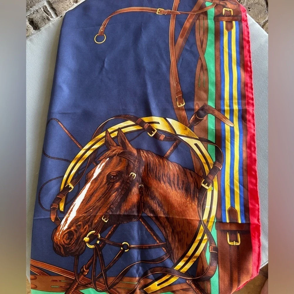 Ralph Lauren Collection Purple Label Equestrian Horse Silk Scarf Shawl 35